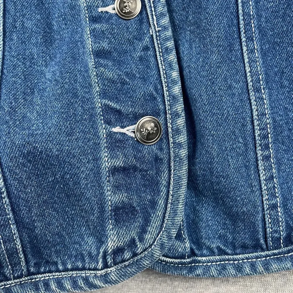 90s VTG Cherokee Denim Jacket Womens S Blue Jean Button Up Western Retro Preppy